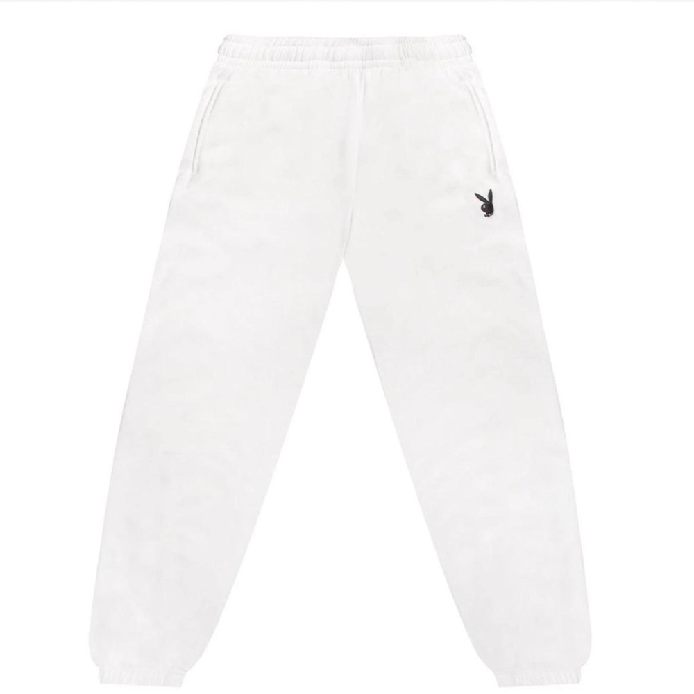 White Joggers with Black Logo